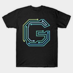 Alphabet G Circuit Typography Design T-Shirt